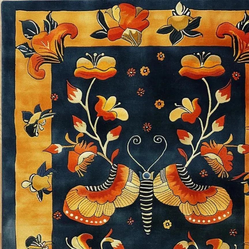 Butterfly Blossom Elegance Tufted Wool Rug