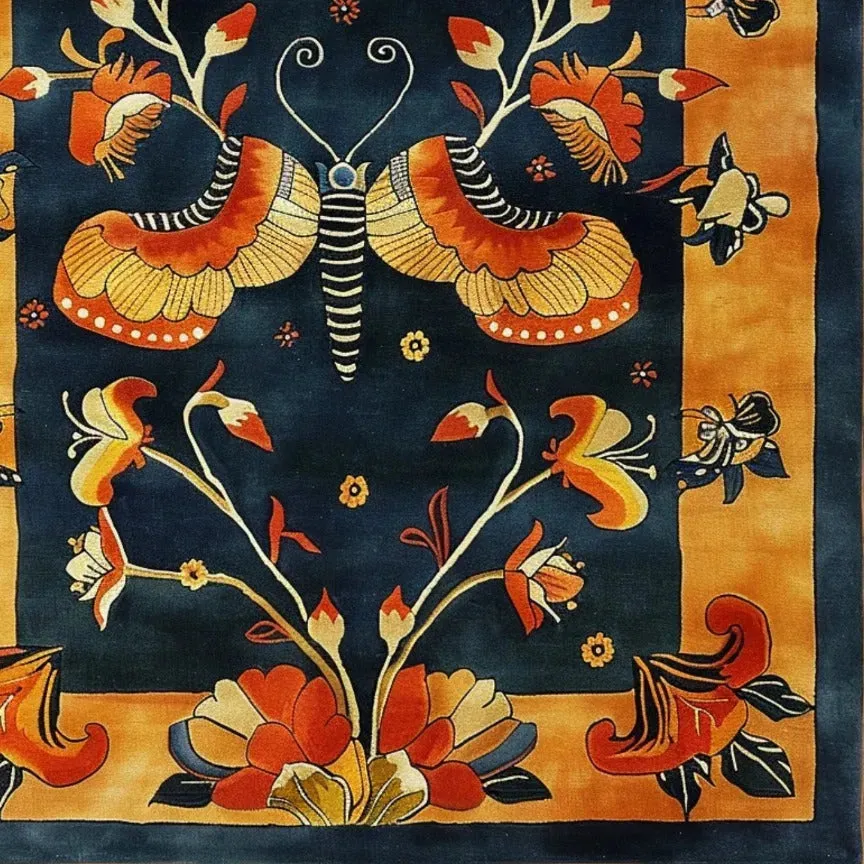 Butterfly Blossom Elegance Tufted Wool Rug