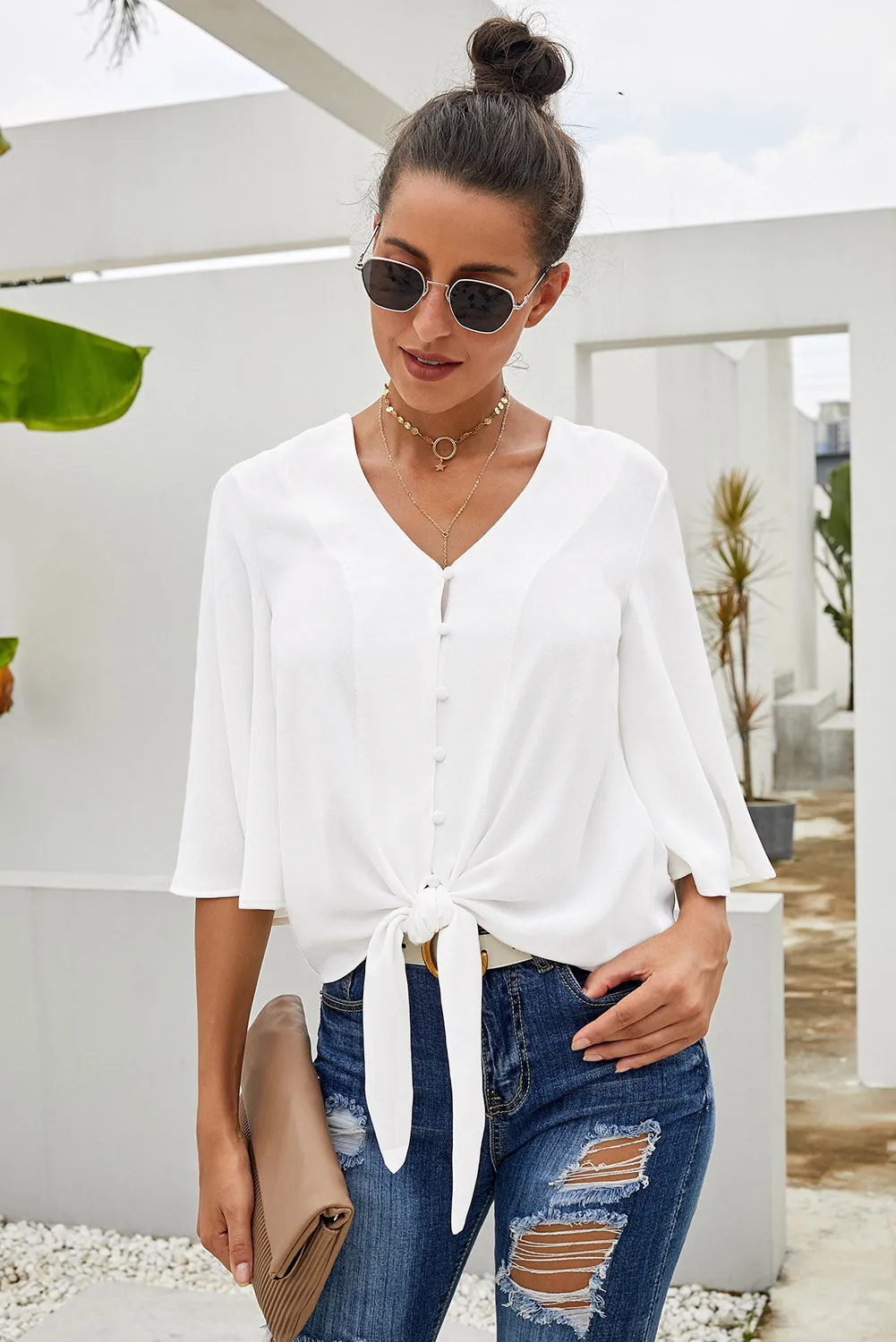 Button Tie Top