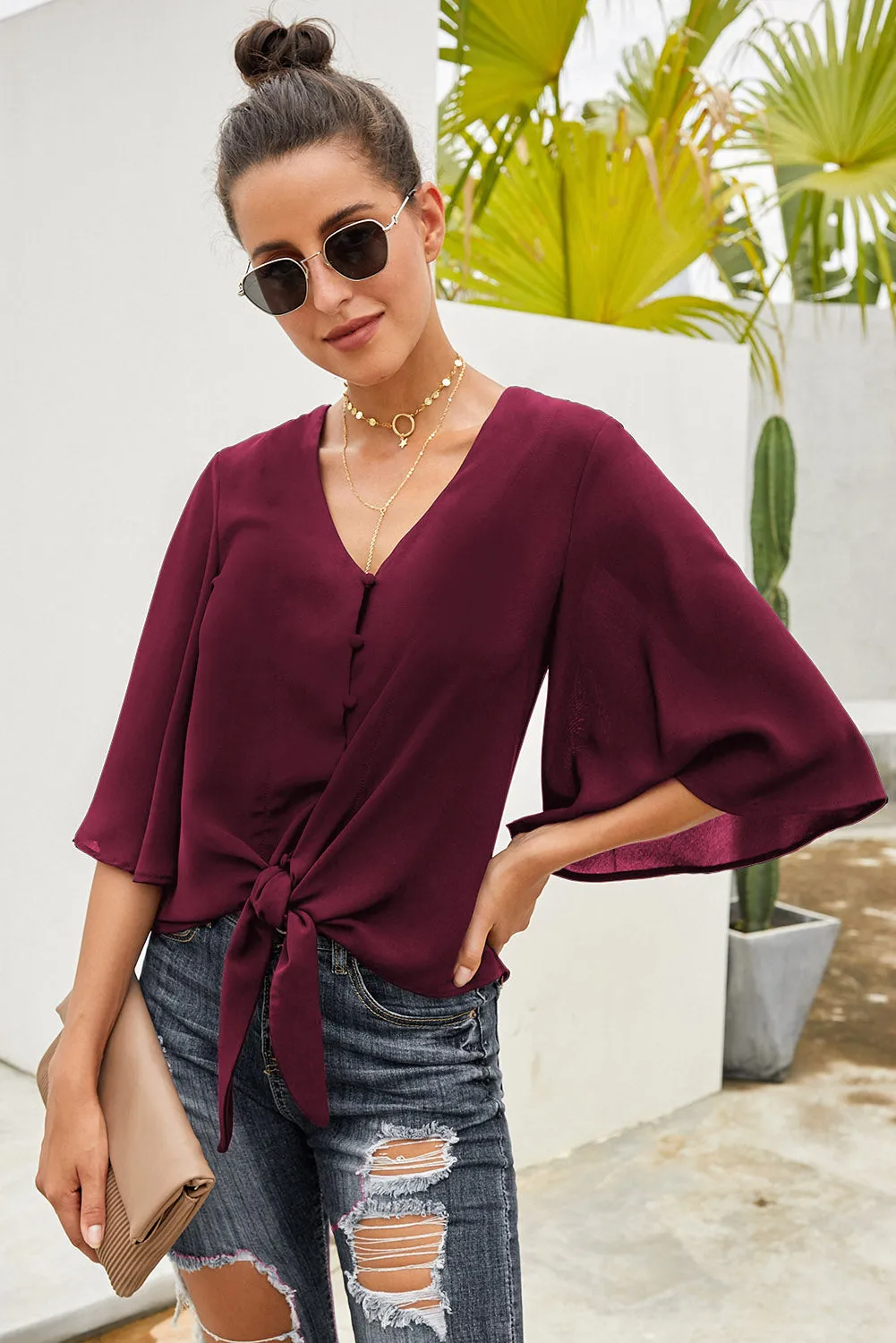 Button Tie Top