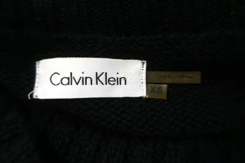 Calvin Klein Sweater Dress Black Wool Size Extra Small Cowl Neck Long Sleeve