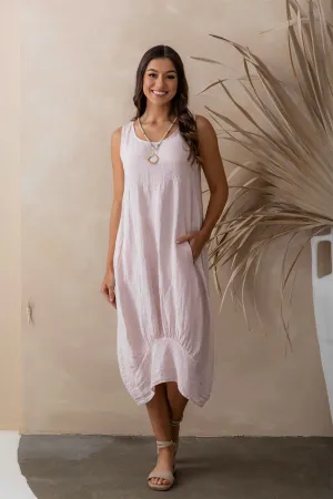 Camilla Linen Dress - Blush -  IC46