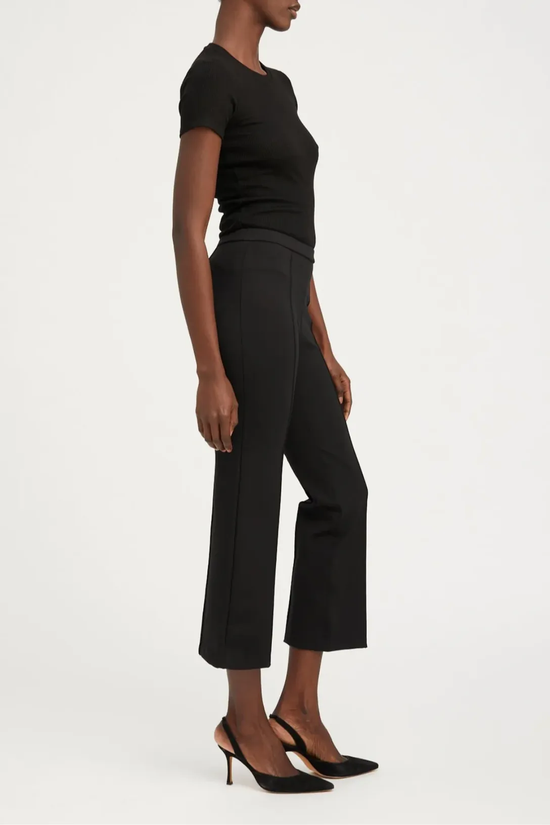 Casanova Ankle Flare Pintuck Pants | Black