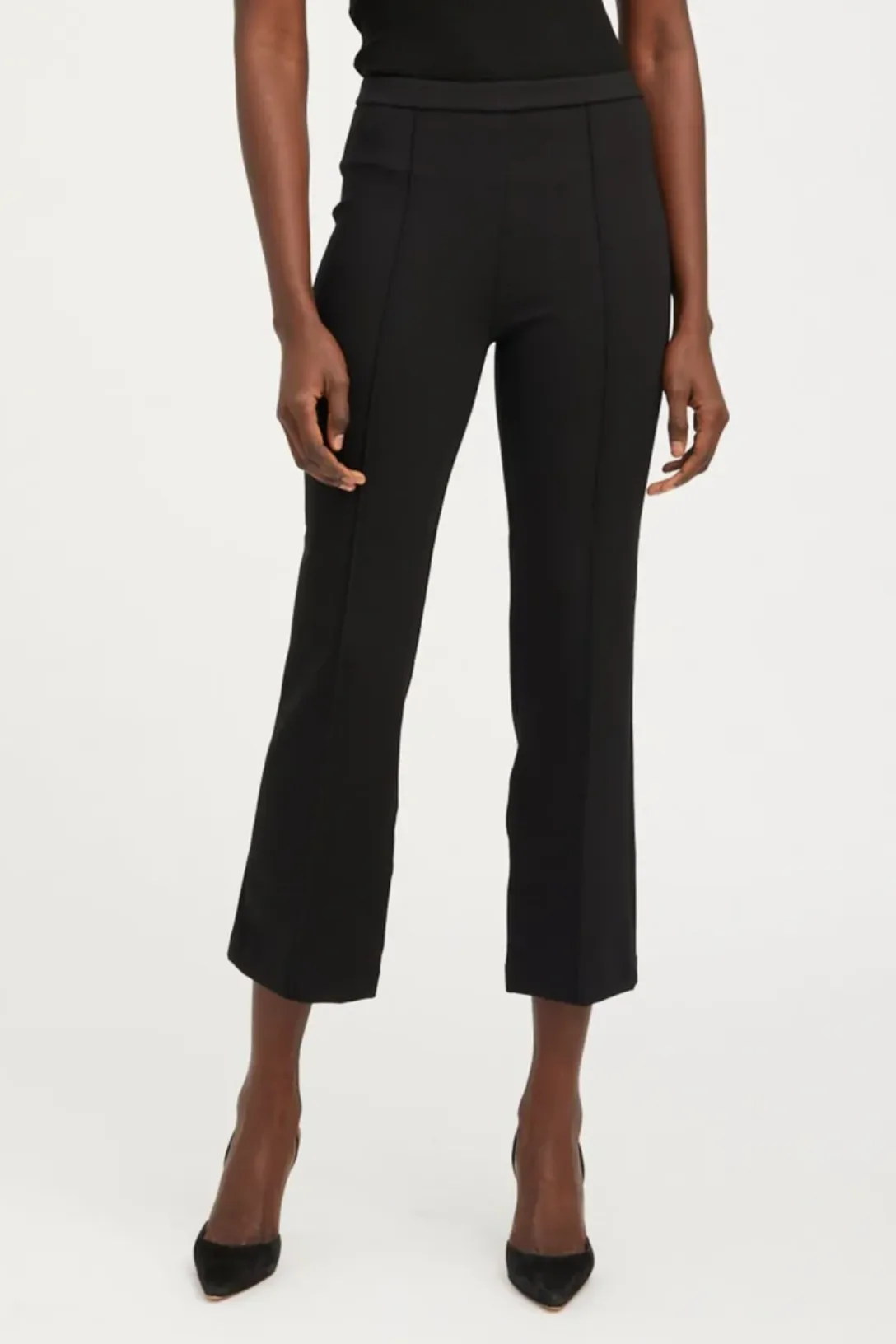 Casanova Ankle Flare Pintuck Pants | Black