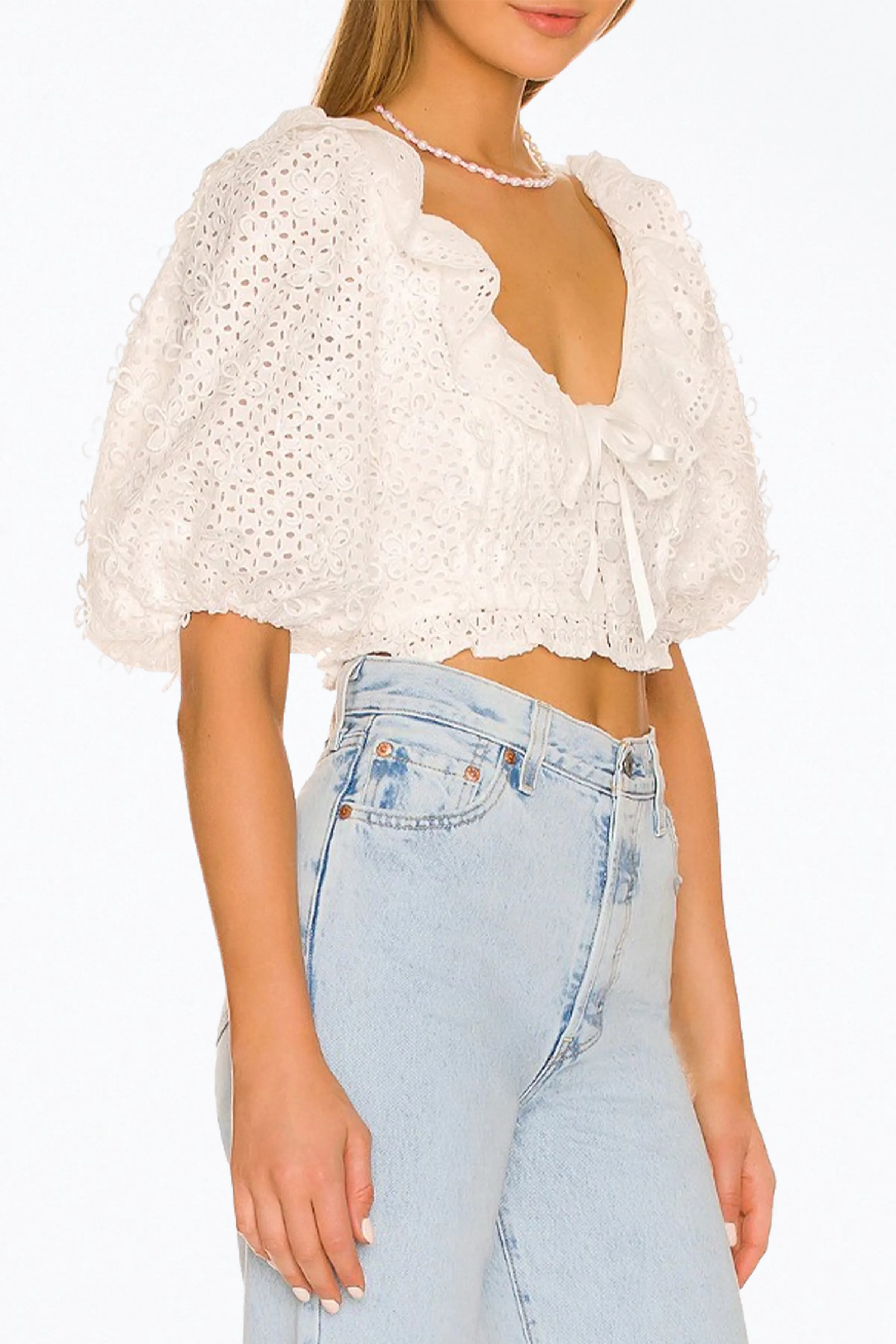 CASSIE EYELET CROP TOP