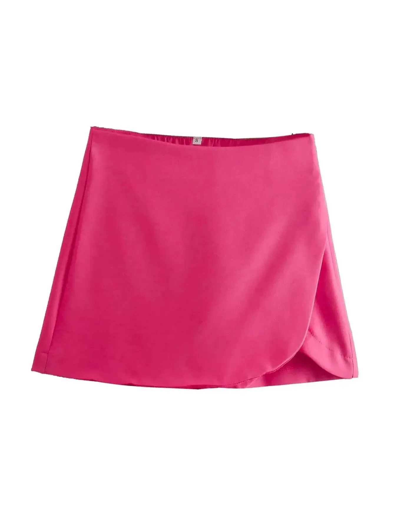 Casual Mini Asymmetrical Skirt Shorts Women's Fashion High Waist Back Pockets Wide Leg Skirts Zipper Shorts