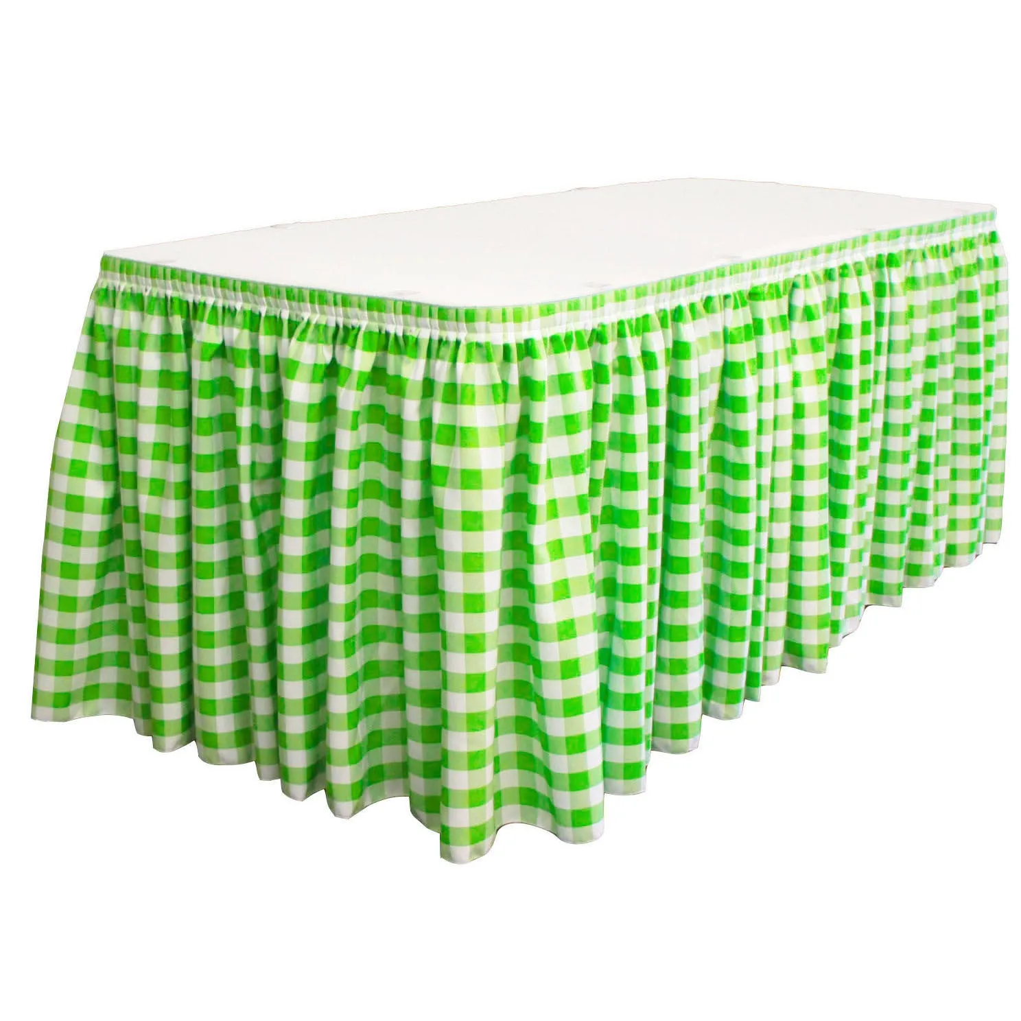 Checkered Table Skirt 14-Foot by 29-Inch Long with 10 L-Clips