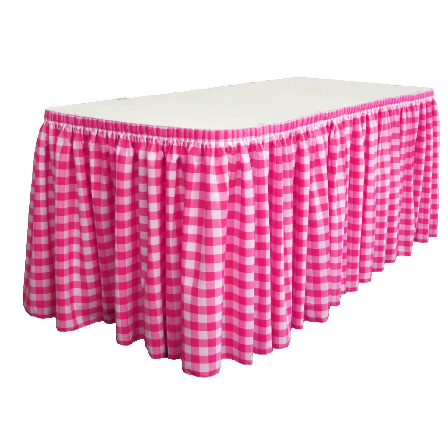 Checkered Table Skirt 14-Foot by 29-Inch Long with 10 L-Clips