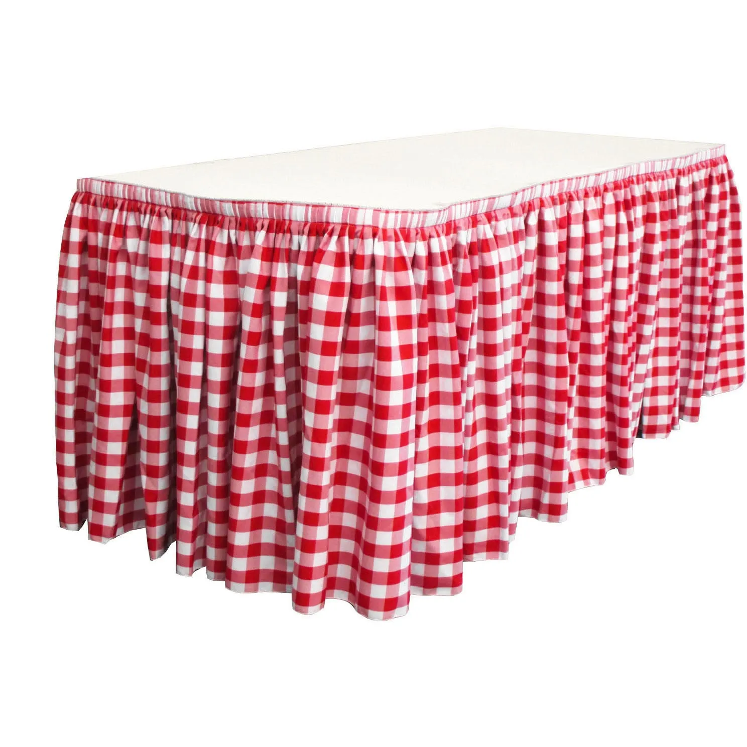 Checkered Table Skirt 14-Foot by 29-Inch Long with 10 L-Clips