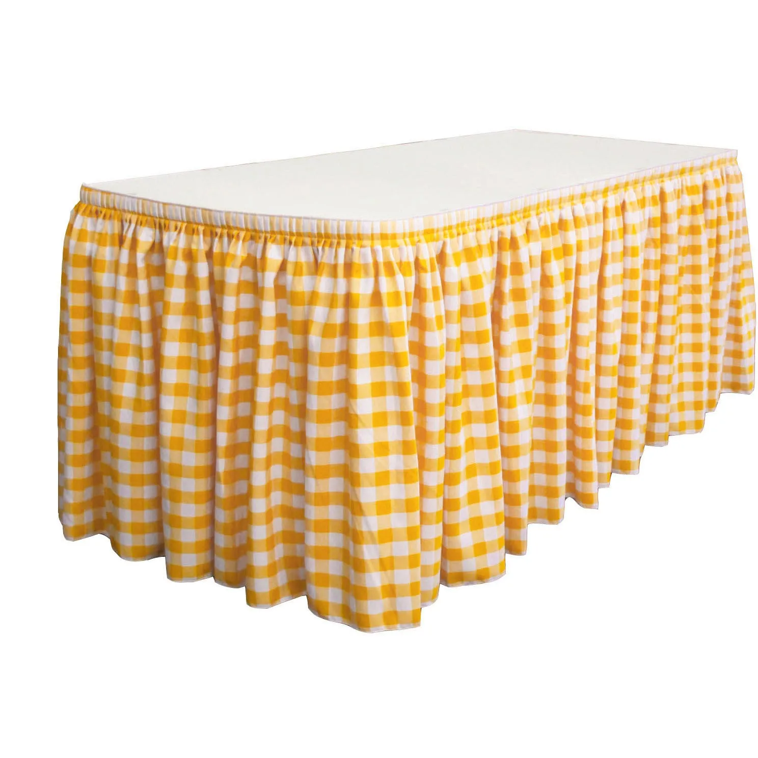 Checkered Table Skirt 14-Foot by 29-Inch Long with 10 L-Clips