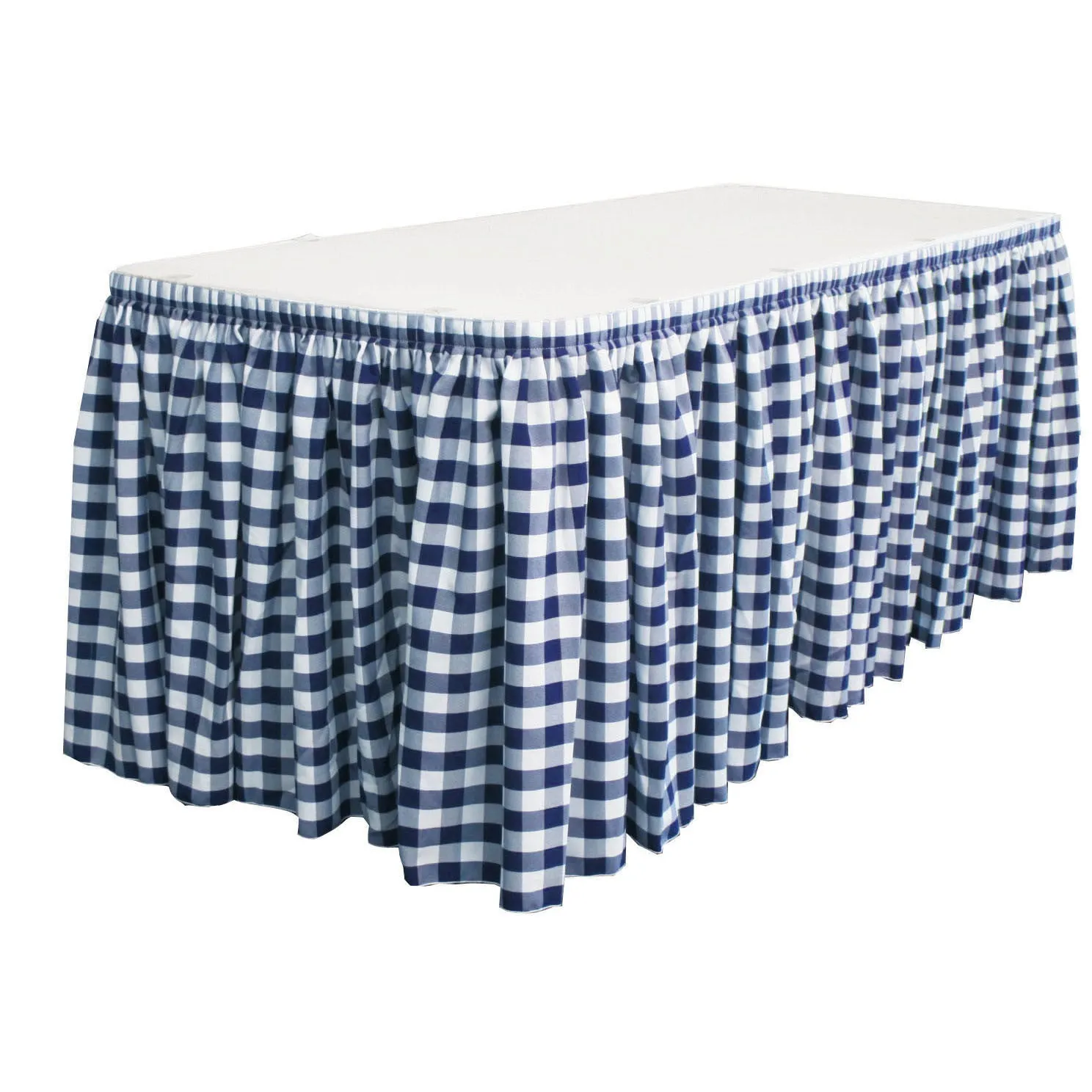Checkered Table Skirt 14-Foot by 29-Inch Long with 10 L-Clips
