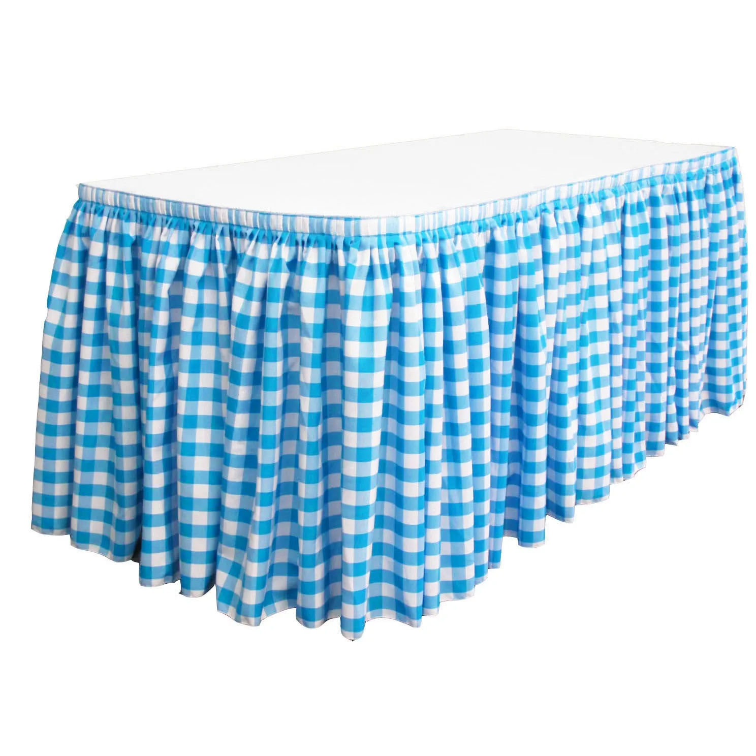 Checkered Table Skirt 14-Foot by 29-Inch Long with 10 L-Clips