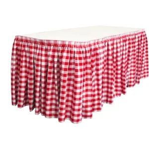Checkered Table Skirt 30-Foot by 29-Inch Long with 15 L-Clips