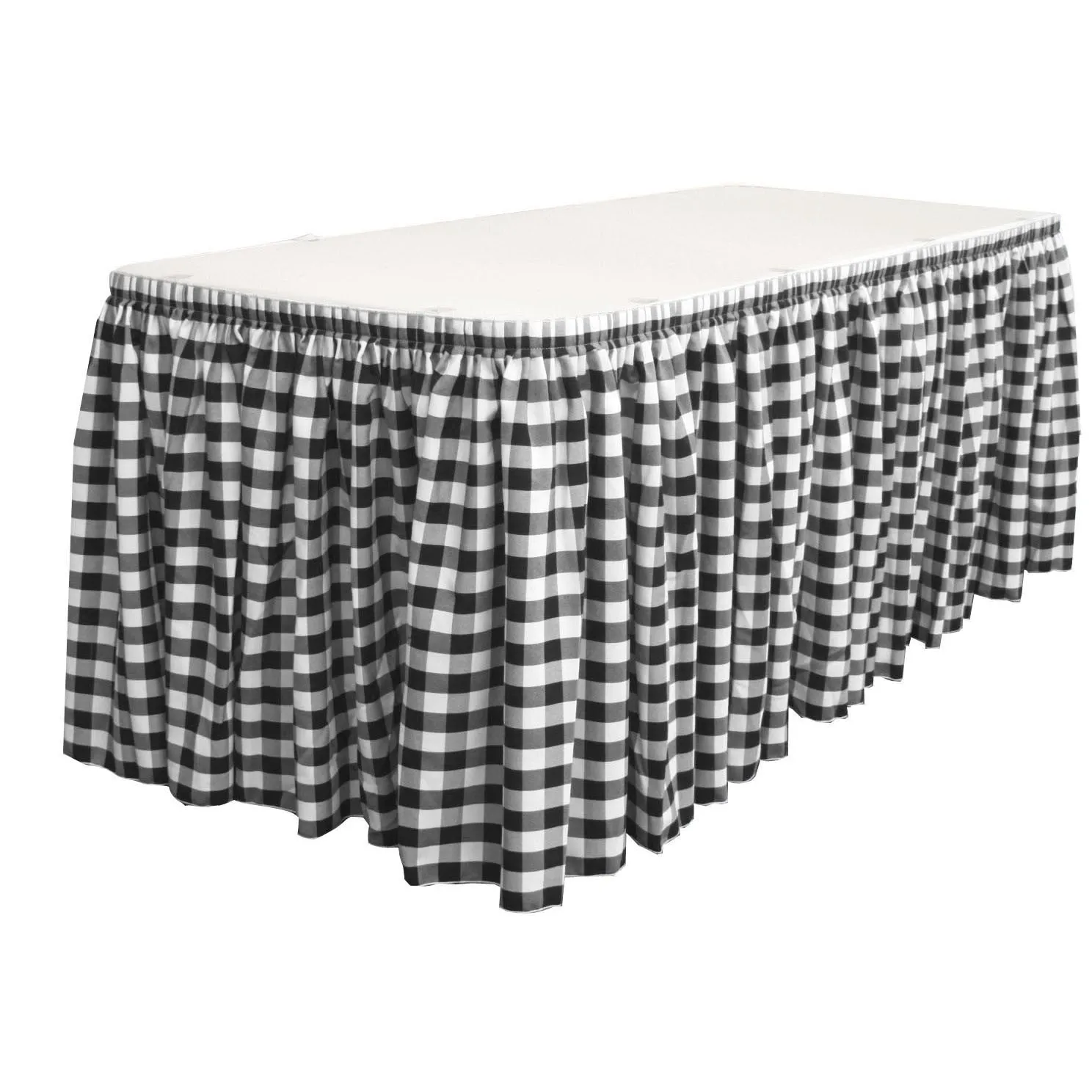 Checkered Table Skirt 30-Foot by 29-Inch Long with 15 L-Clips