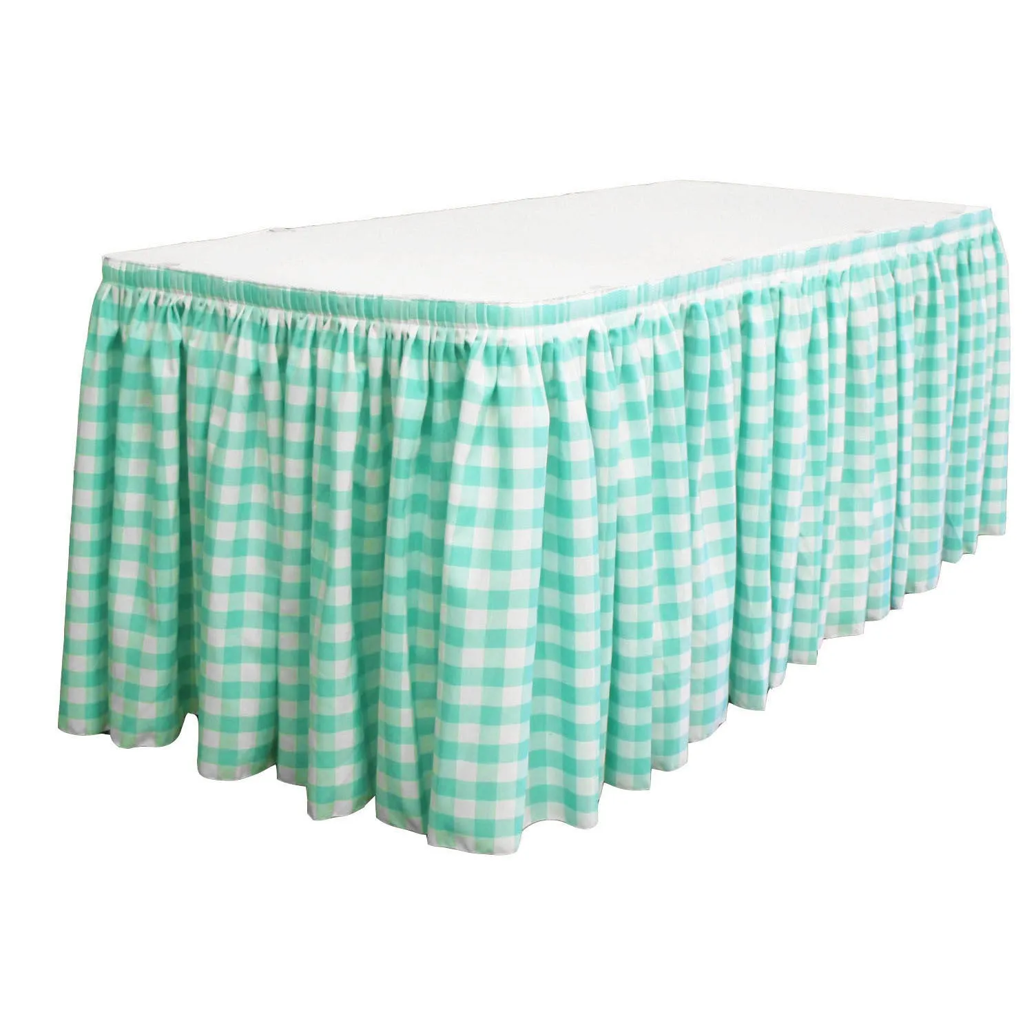 Checkered Table Skirt 30-Foot by 29-Inch Long with 15 L-Clips
