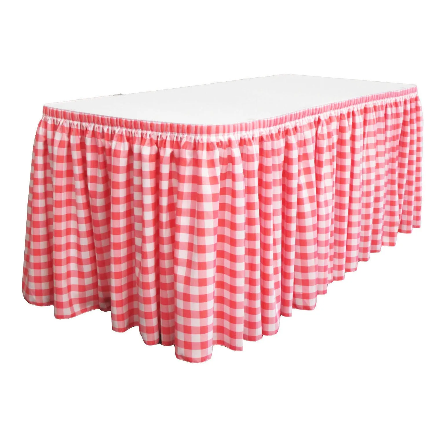 Checkered Table Skirt 30-Foot by 29-Inch Long with 15 L-Clips