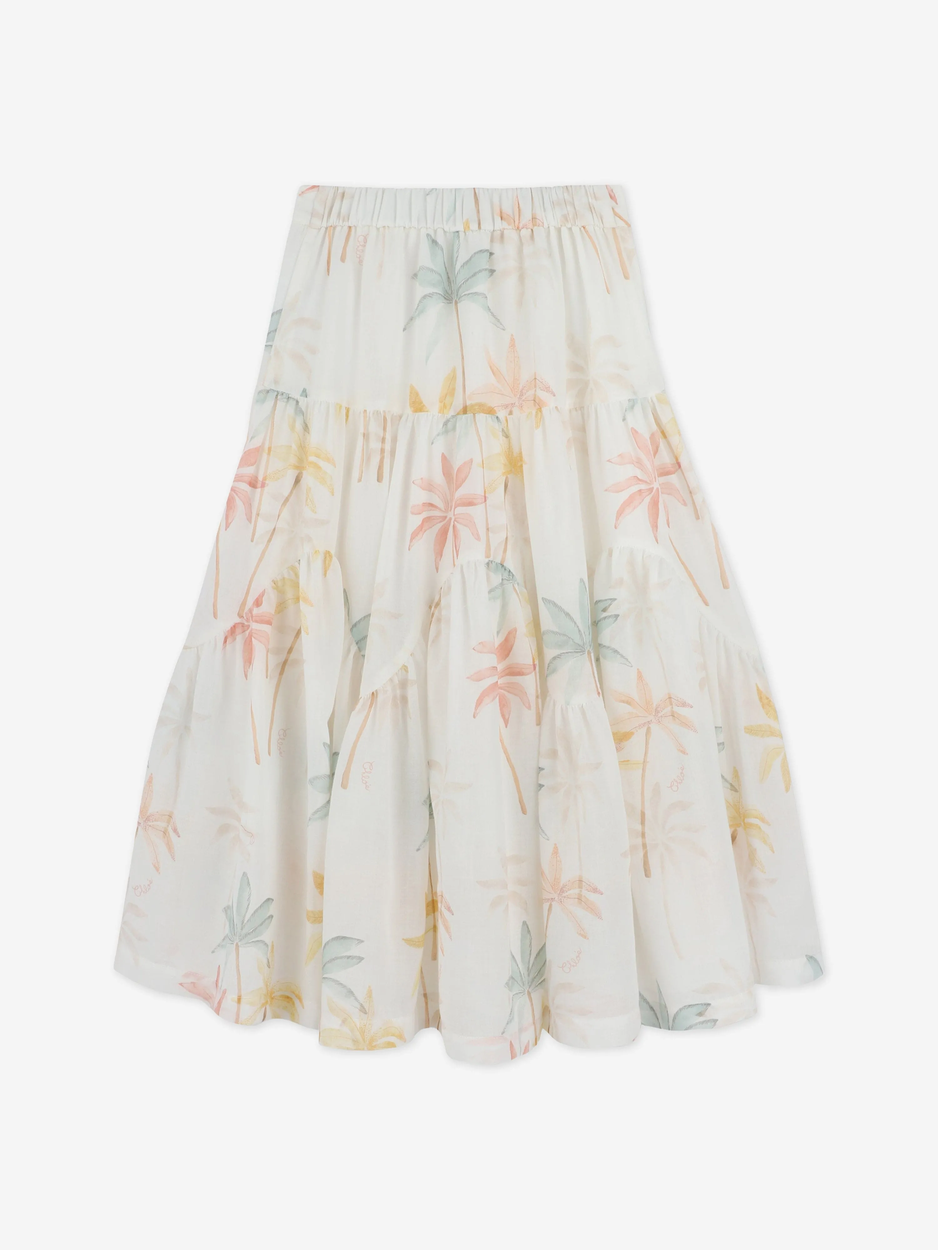 Chloé Girls Palm Grove Long Skirt in Multicolour