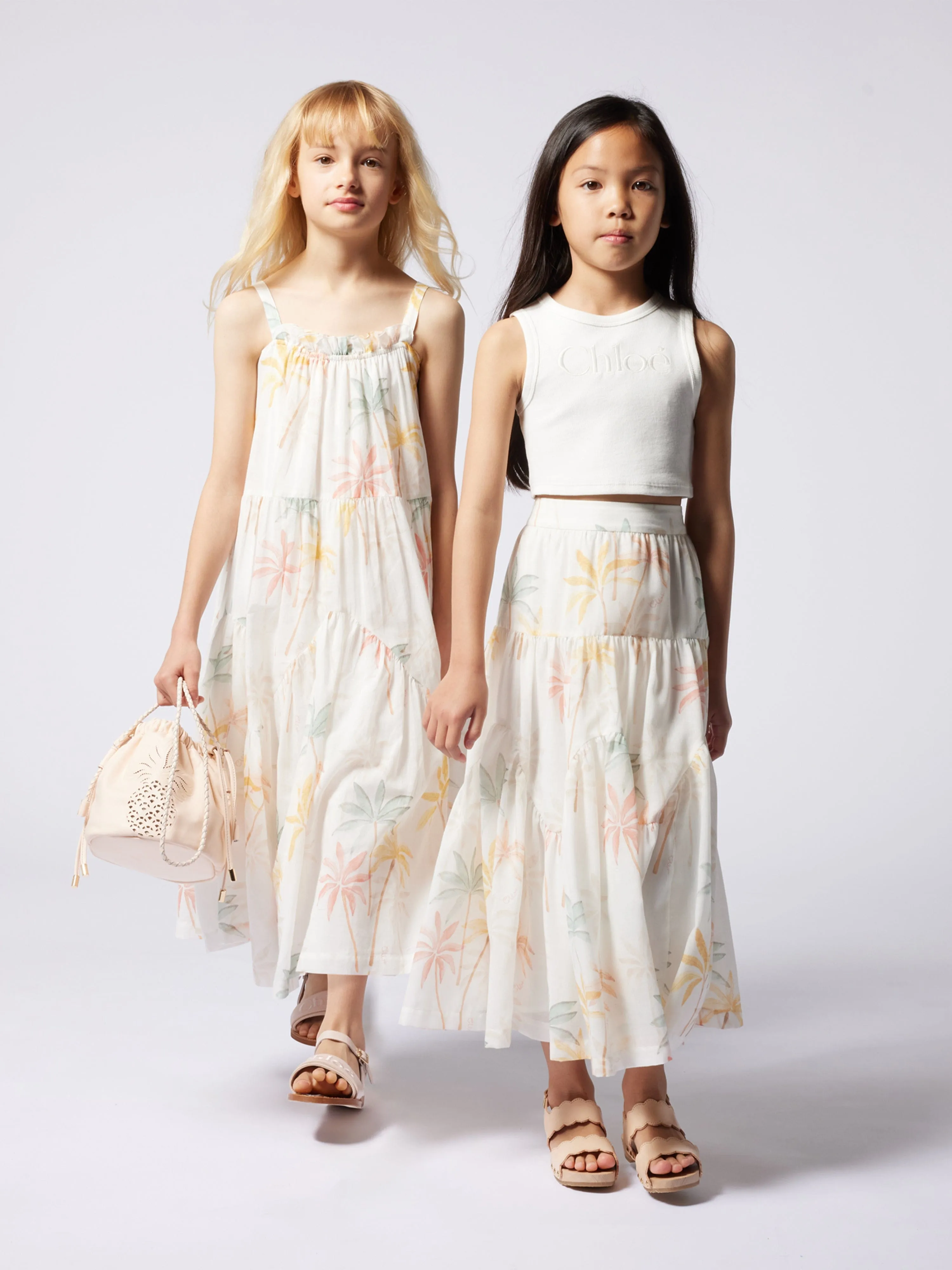 Chloé Girls Palm Grove Long Skirt in Multicolour