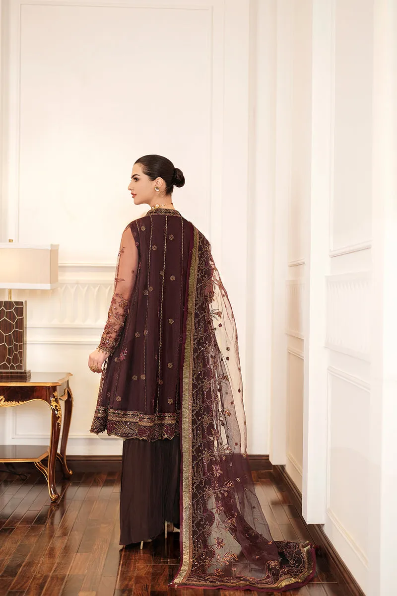 Chocolate Brown Embroidered Sharara Kameez Wedding Dress