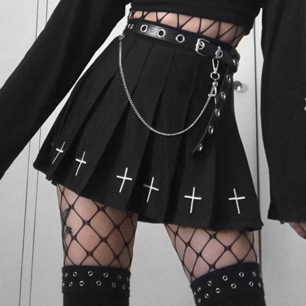 ContiNent 33 Lace Mini Pleated Skirt Women Punk Y2K Aesthetic High Waist A-Line Short Skirt 90s Vintage Streetwear