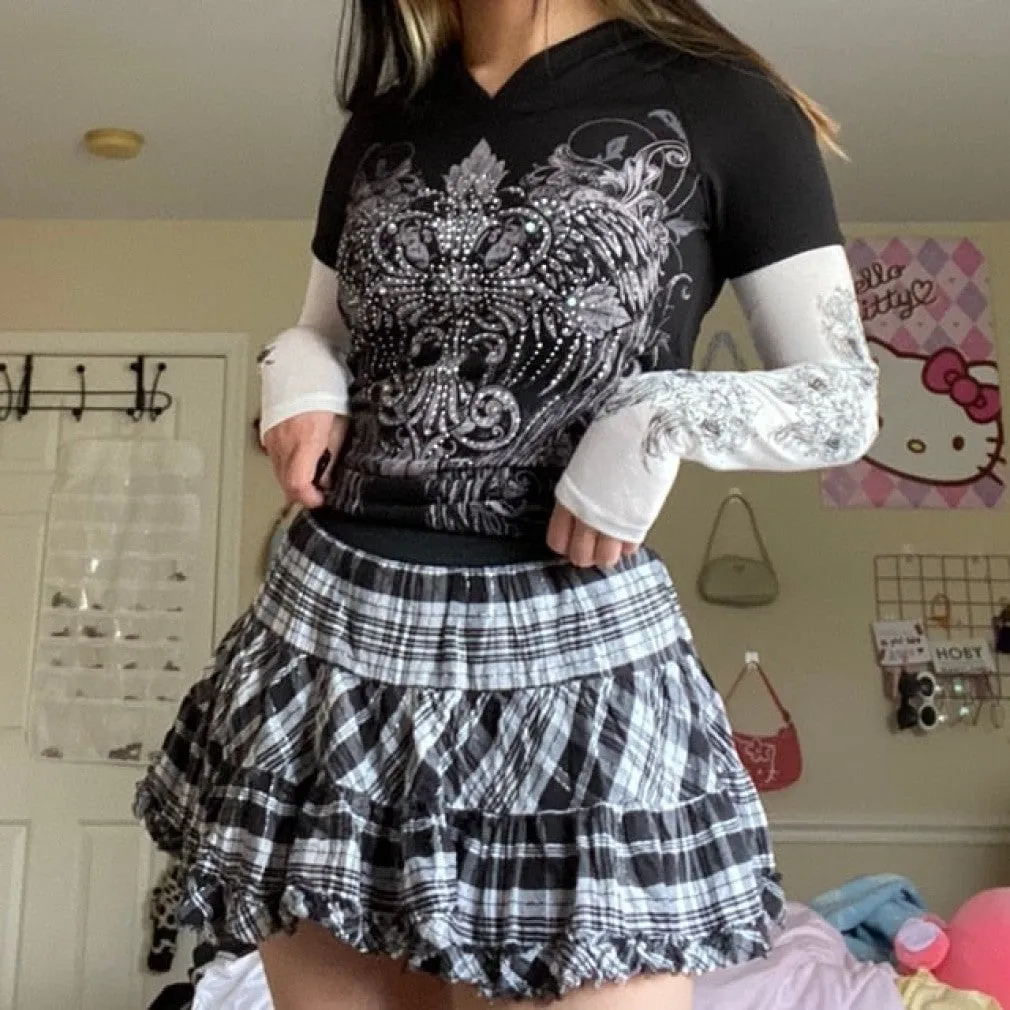ContiNent 33 Lace Mini Pleated Skirt Women Punk Y2K Aesthetic High Waist A-Line Short Skirt 90s Vintage Streetwear