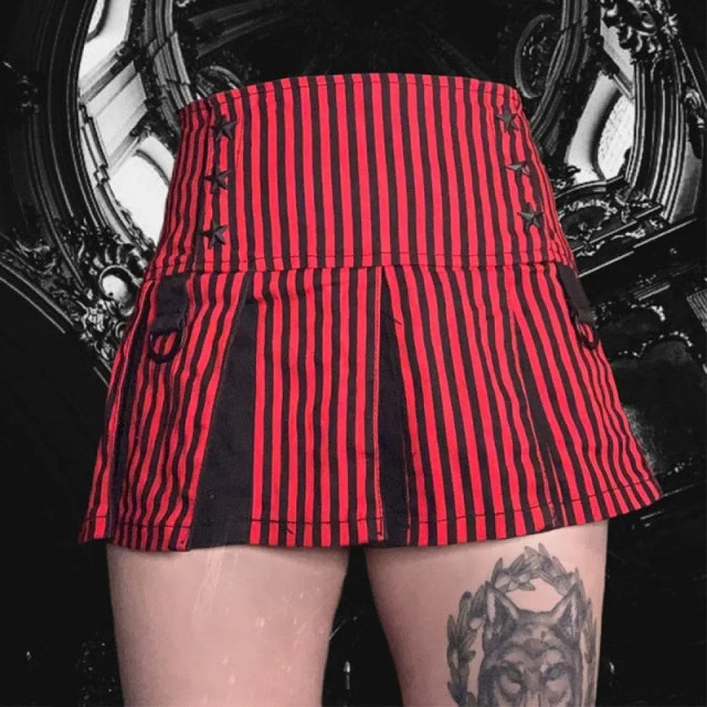 ContiNent 33 Lace Mini Pleated Skirt Women Punk Y2K Aesthetic High Waist A-Line Short Skirt 90s Vintage Streetwear