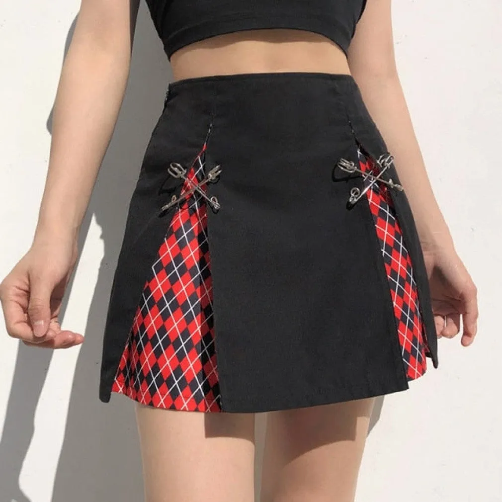 ContiNent 33 Lace Mini Pleated Skirt Women Punk Y2K Aesthetic High Waist A-Line Short Skirt 90s Vintage Streetwear