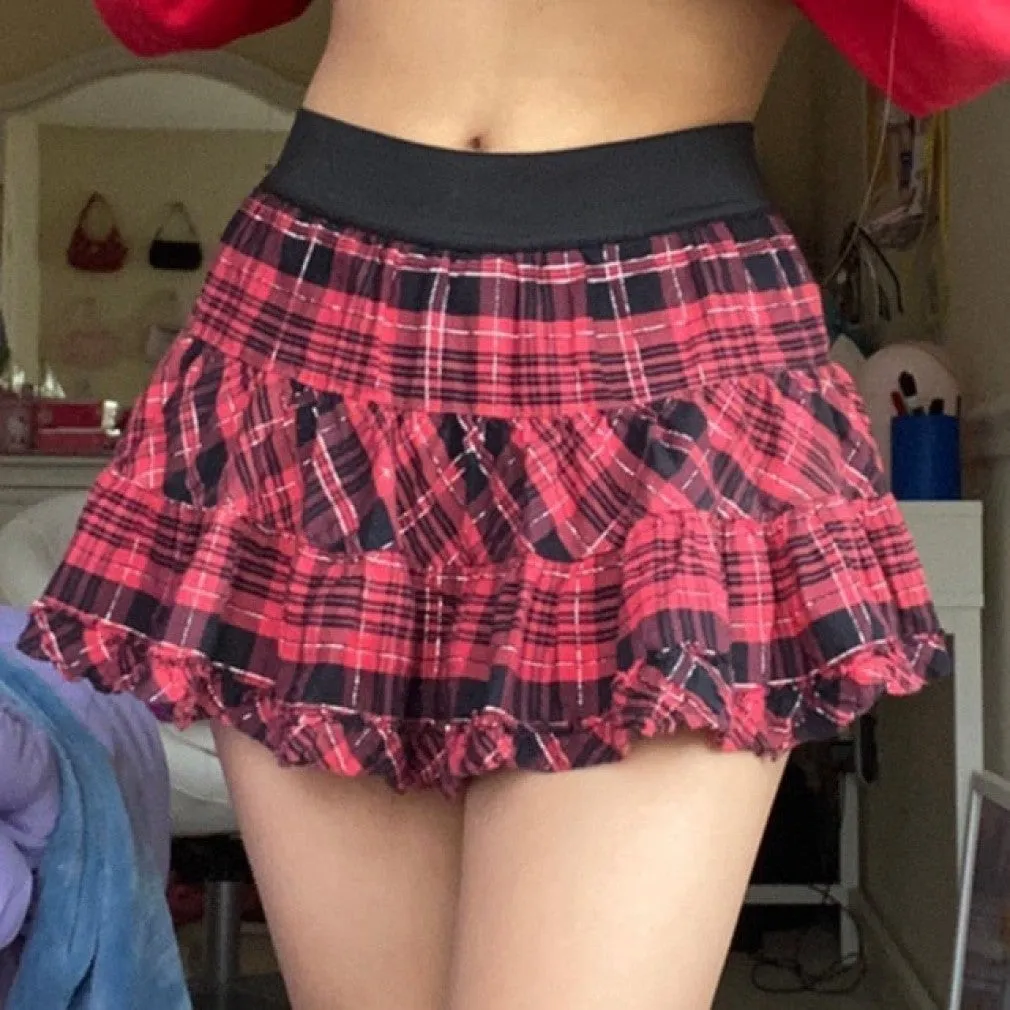 ContiNent 33 Lace Mini Pleated Skirt Women Punk Y2K Aesthetic High Waist A-Line Short Skirt 90s Vintage Streetwear