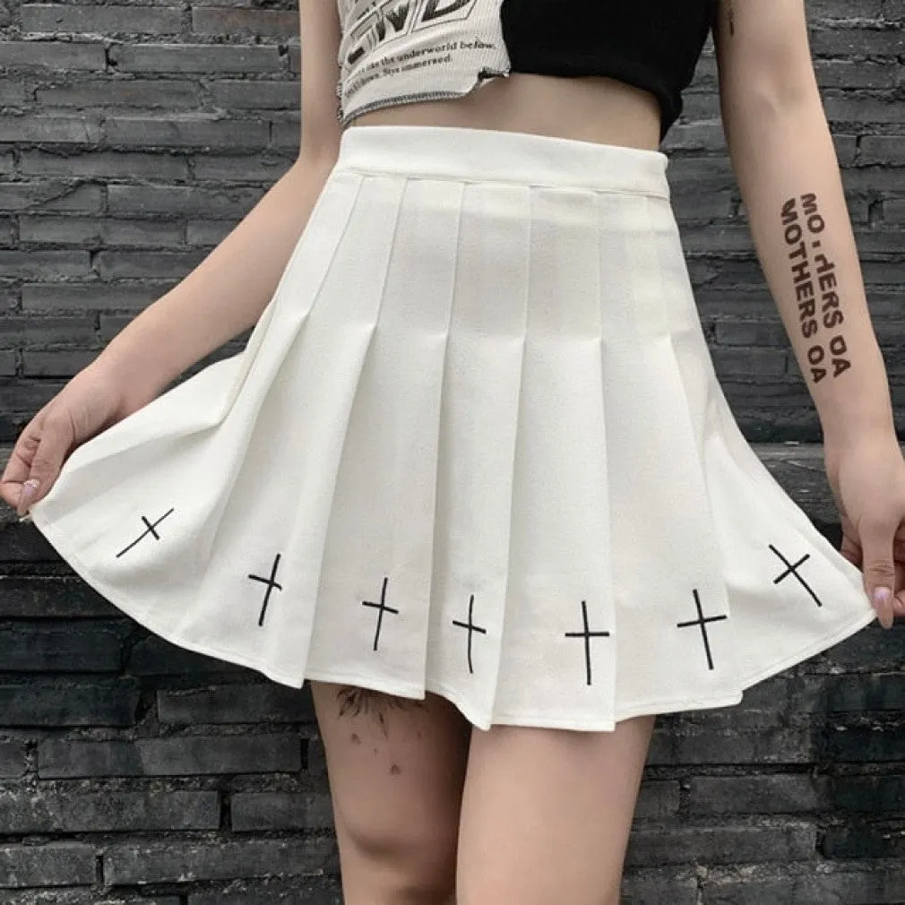 ContiNent 33 Lace Mini Pleated Skirt Women Punk Y2K Aesthetic High Waist A-Line Short Skirt 90s Vintage Streetwear