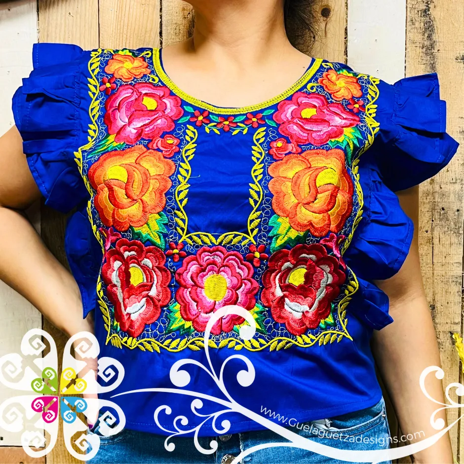 Coqueta Tehuana Floral Crop Top