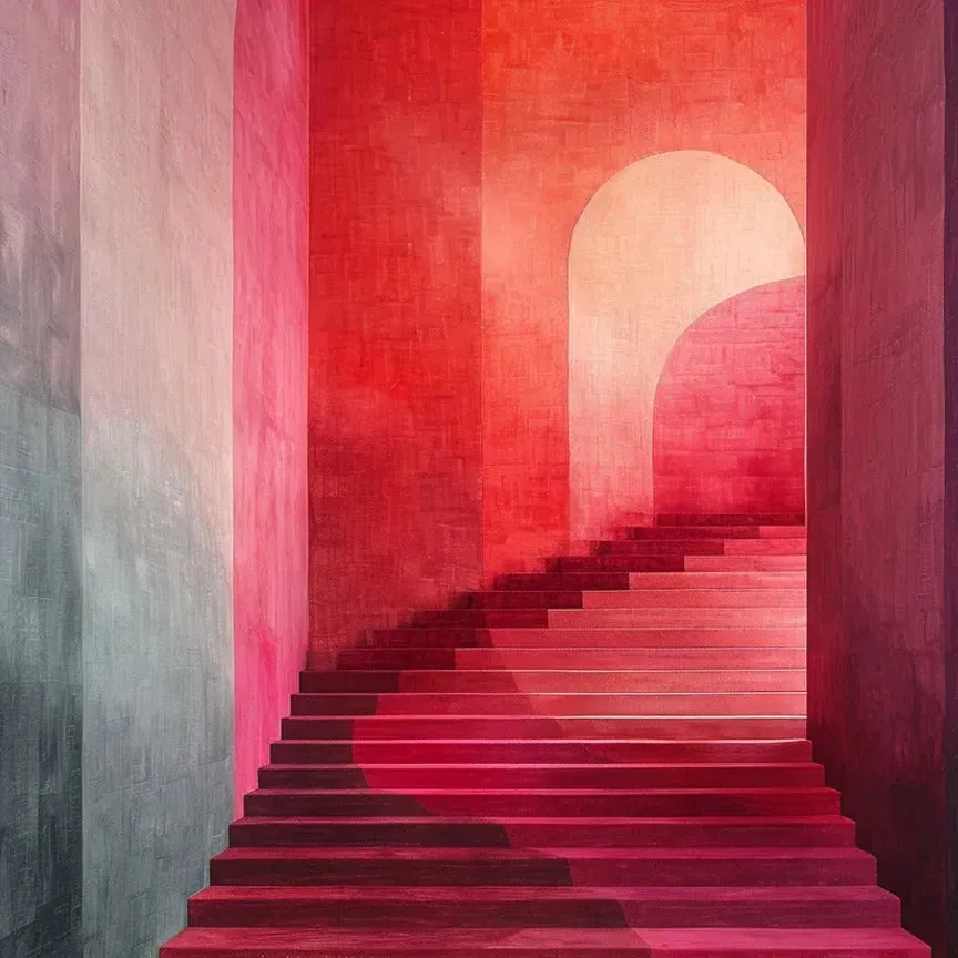Crimson Staircase Hand Tufted Rug