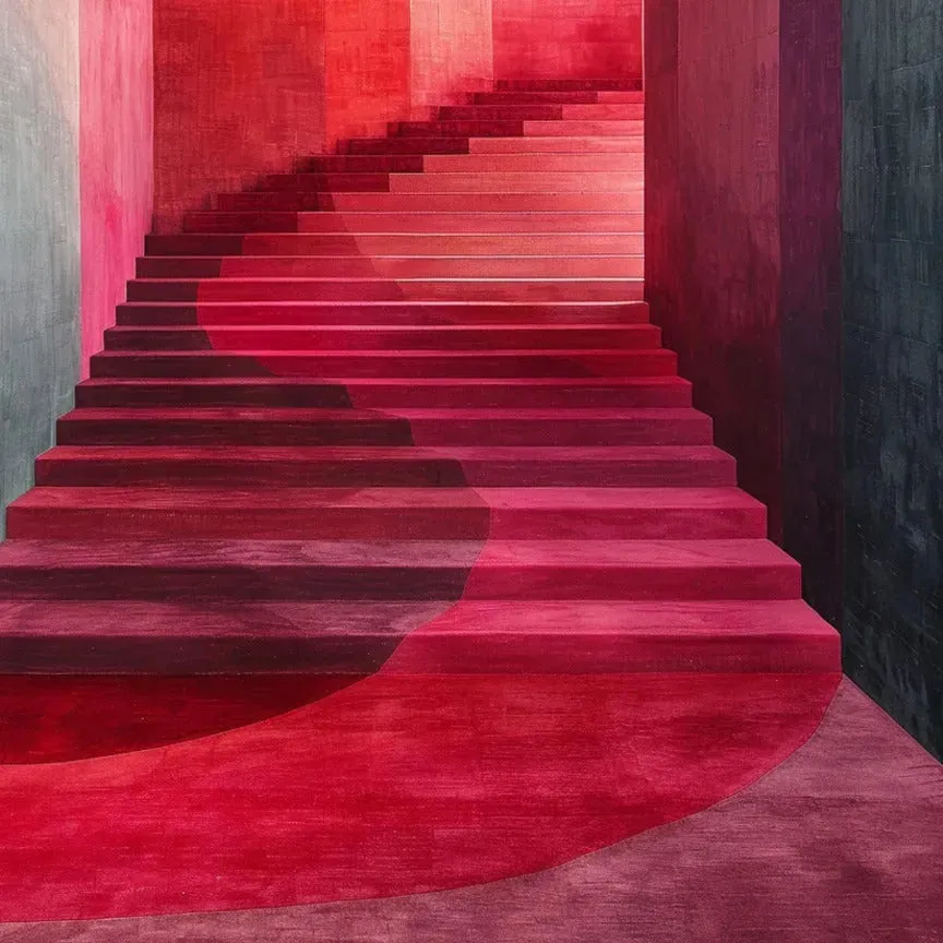 Crimson Staircase Hand Tufted Rug