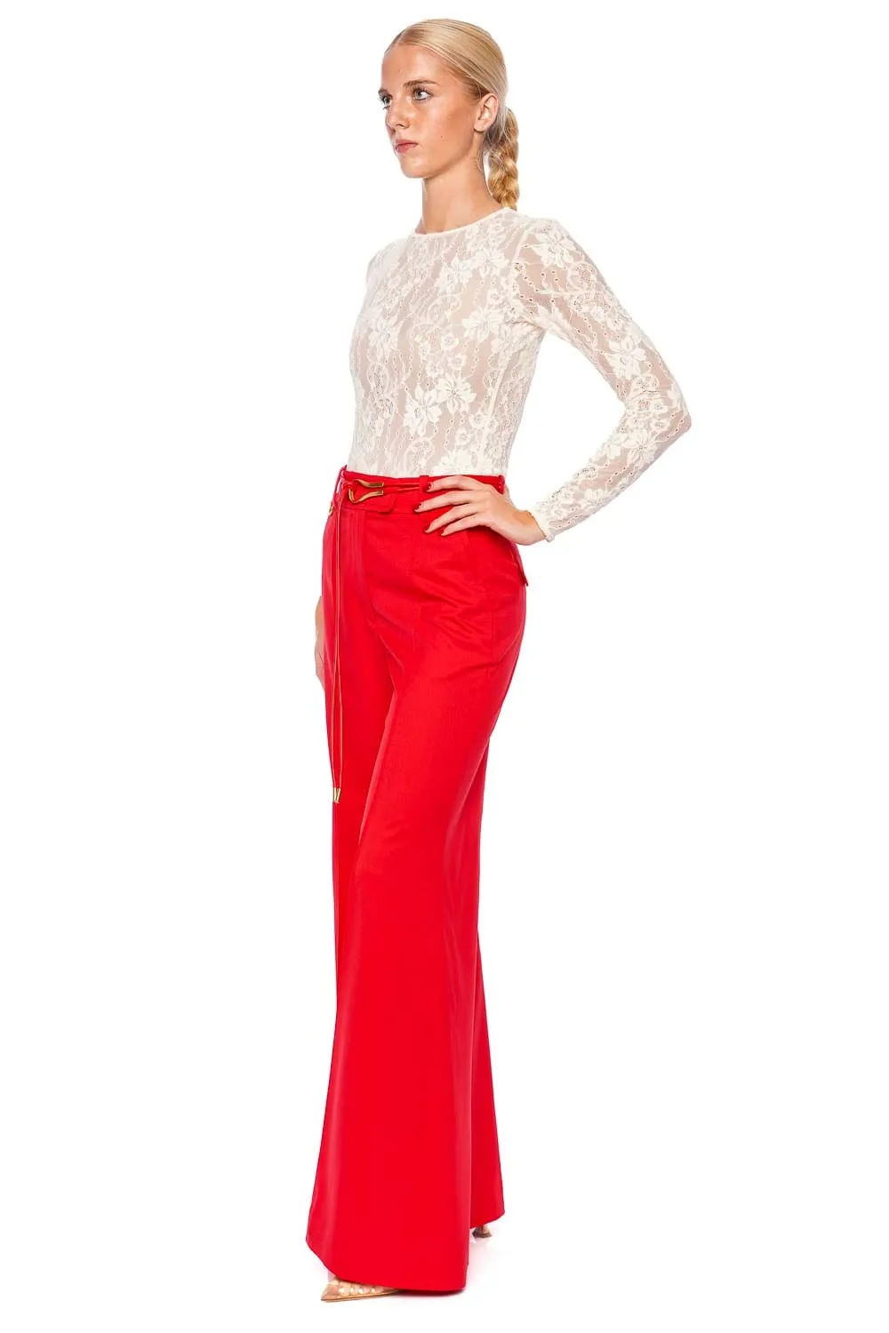 Crush Red High Waisted Tailored Pant