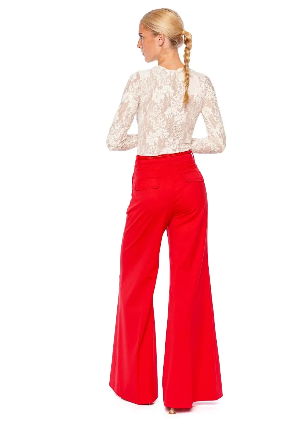 Crush Red High Waisted Tailored Pant