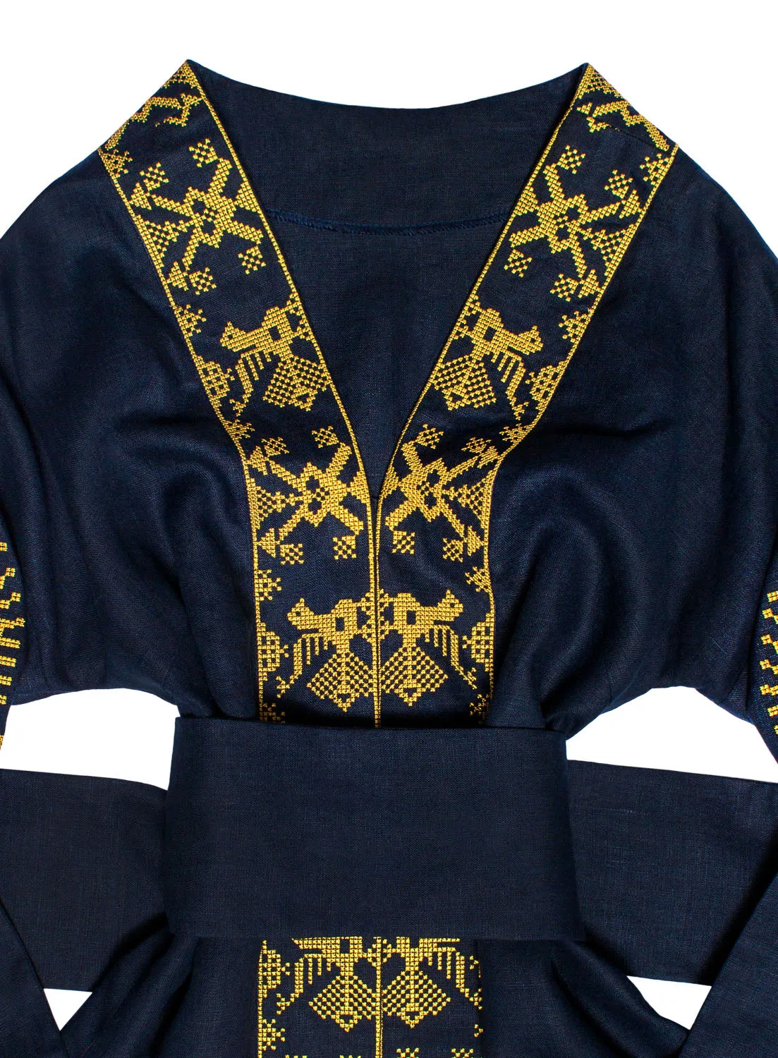 Dark blue Kaftan with embroidery
