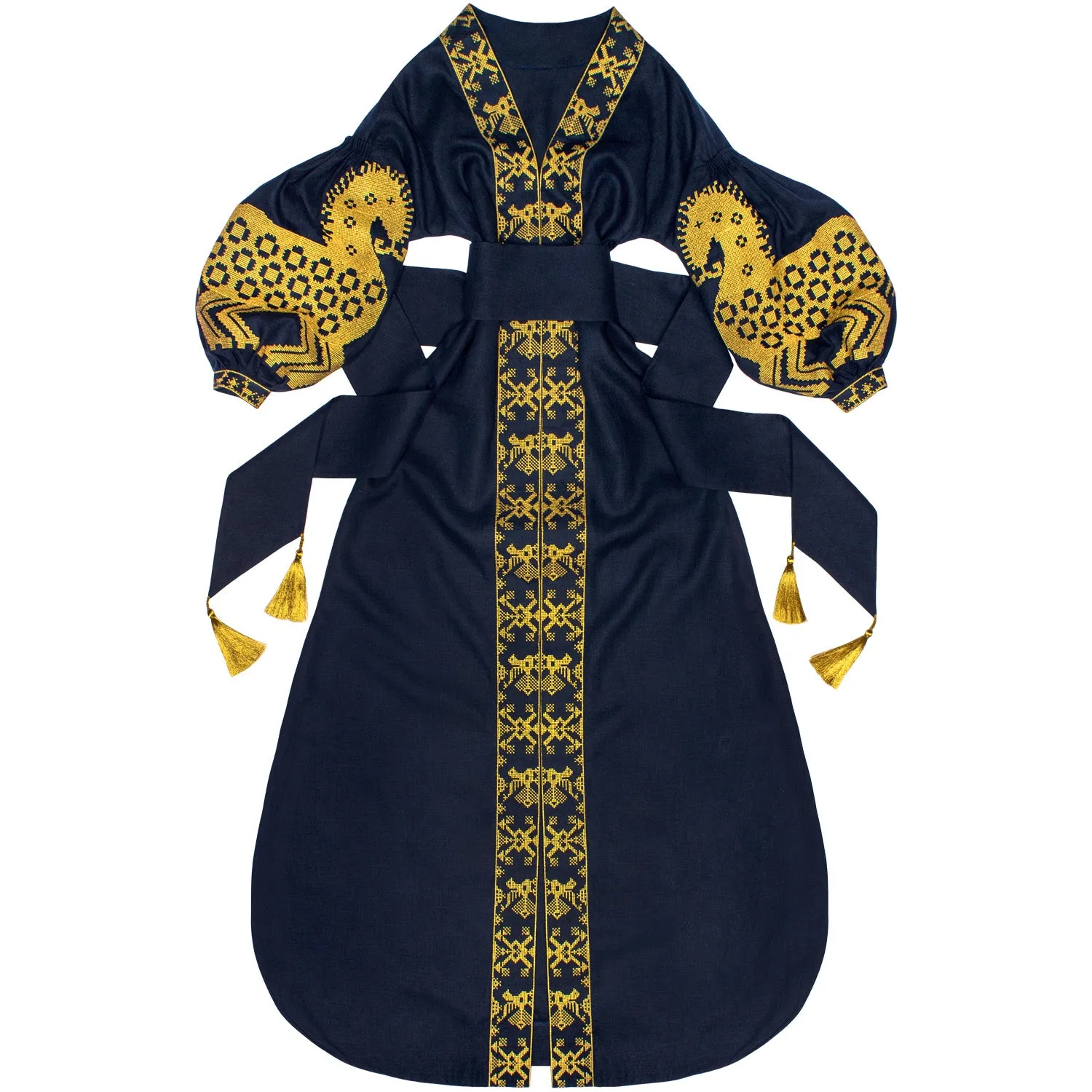 Dark blue Kaftan with embroidery