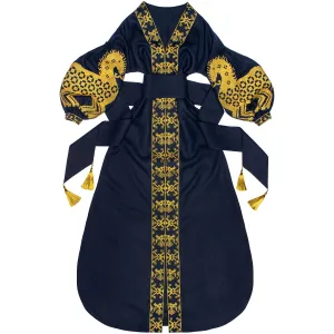 Dark blue Kaftan with embroidery