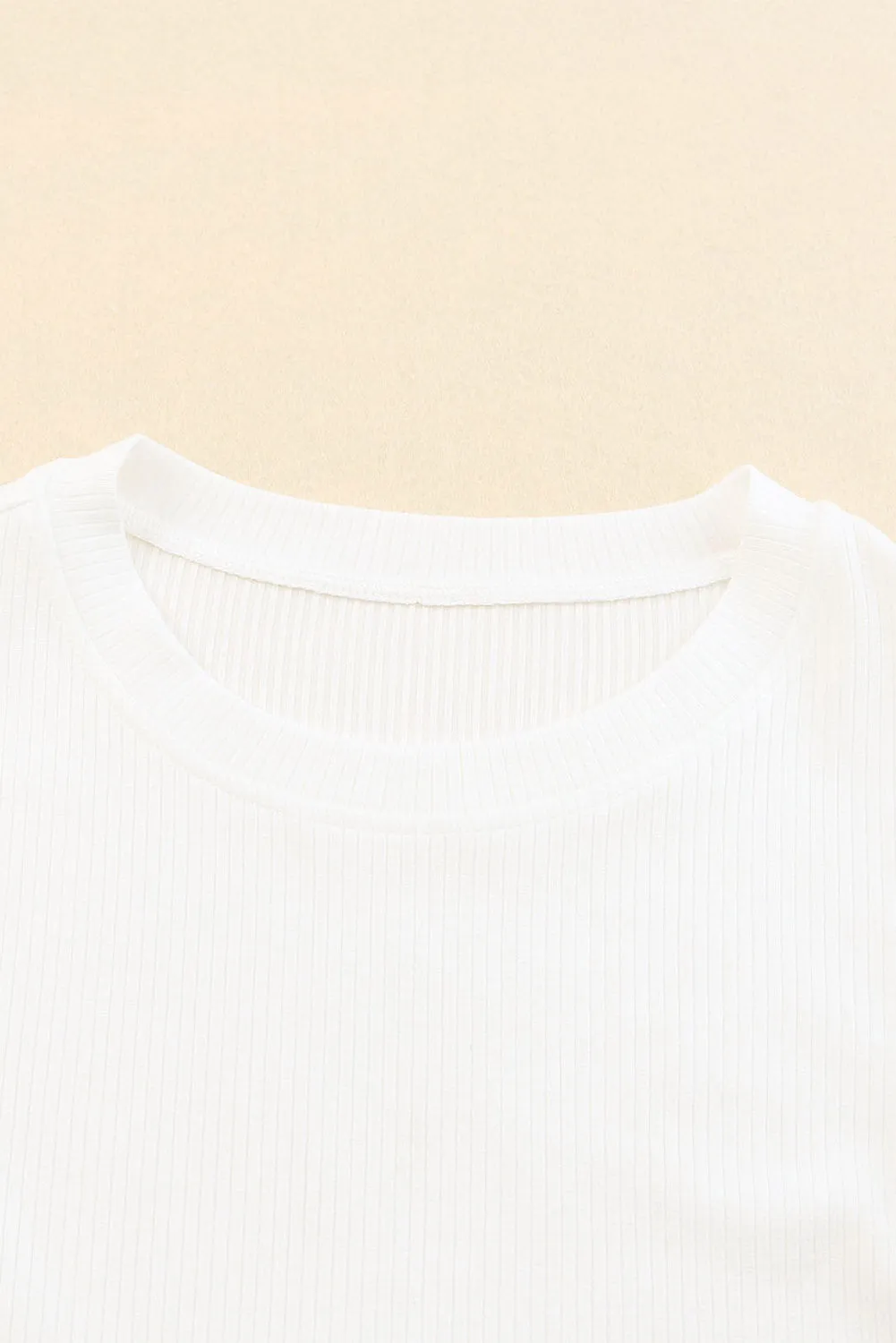 Dotty Mesh Ruffle Sleeve Ribbed Knit Top
