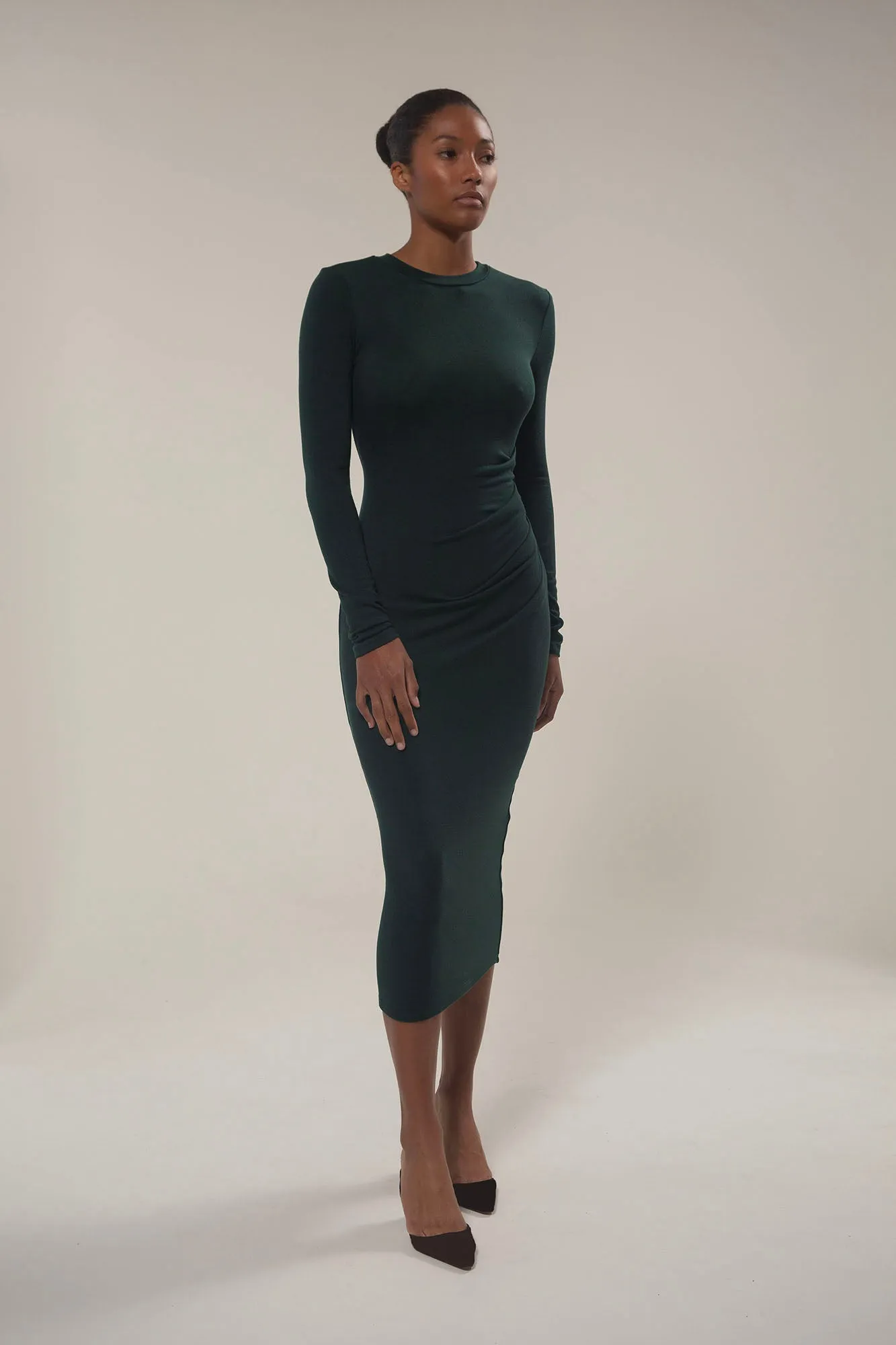 Draped Midi Dress in Modal Knit