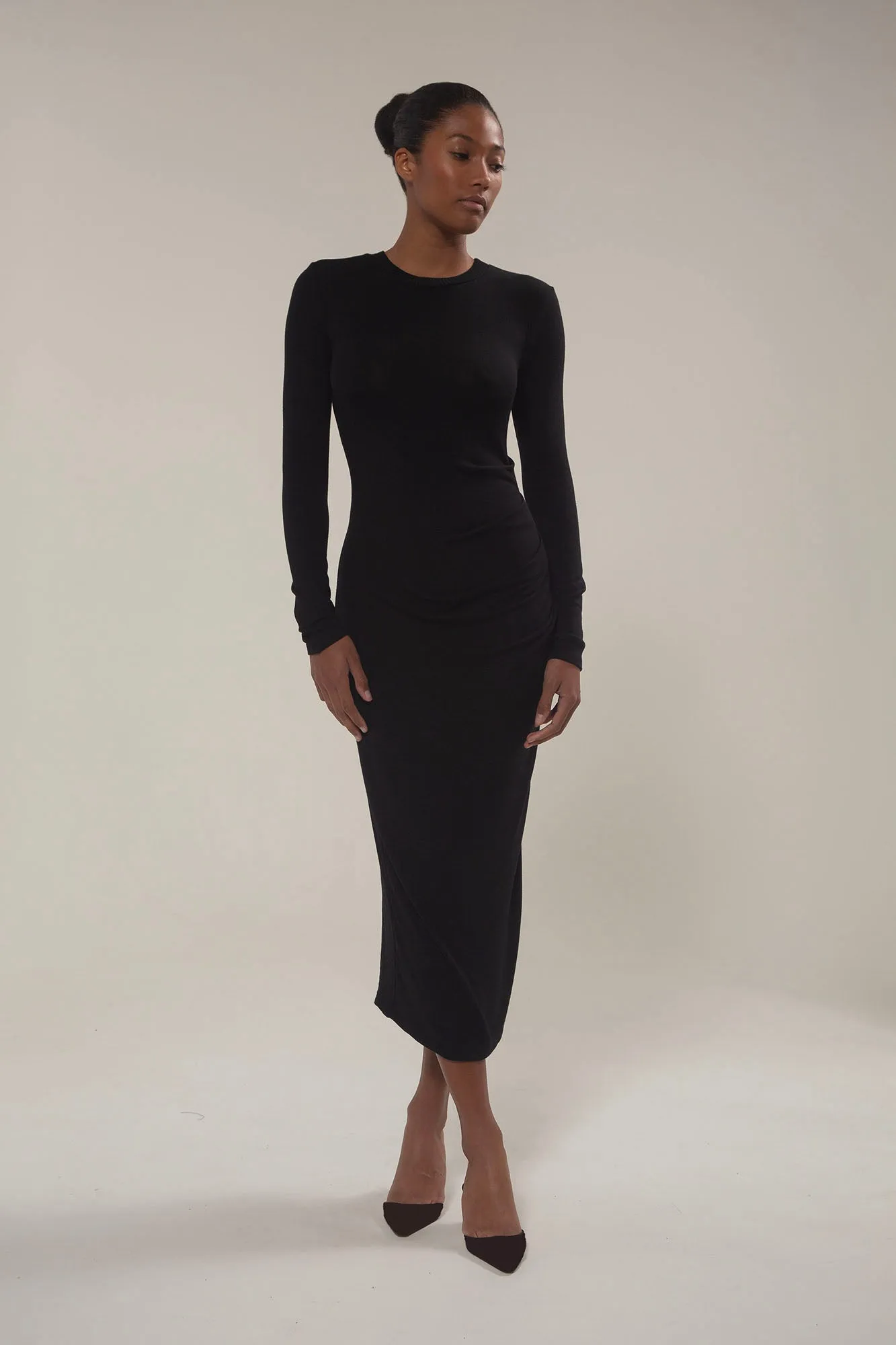 Draped Midi Dress in Modal Knit