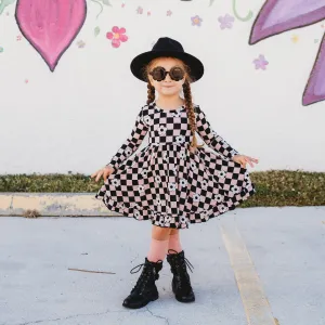 Dream Big Little Co Retro Daisy Checks Dream Ruffle Dress