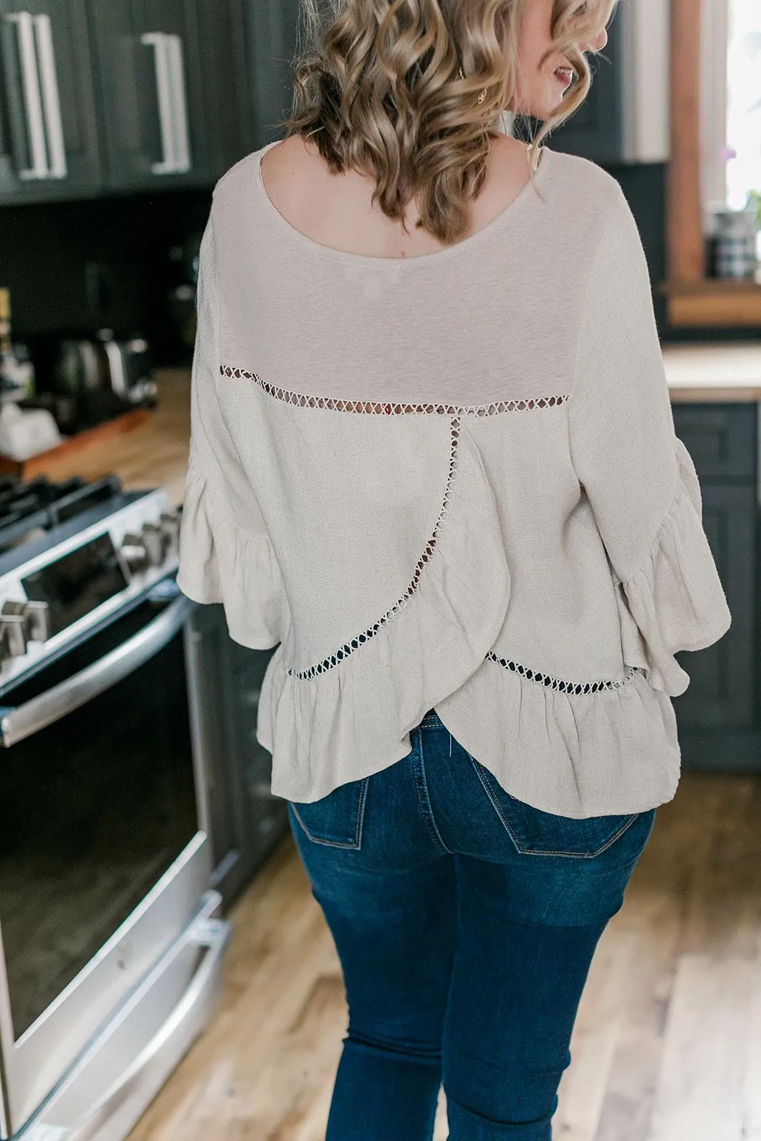 Drop The Hammer Ruffled Linen Top