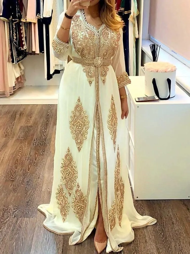 Embroidered Arabic Gown with Open Style #M0136