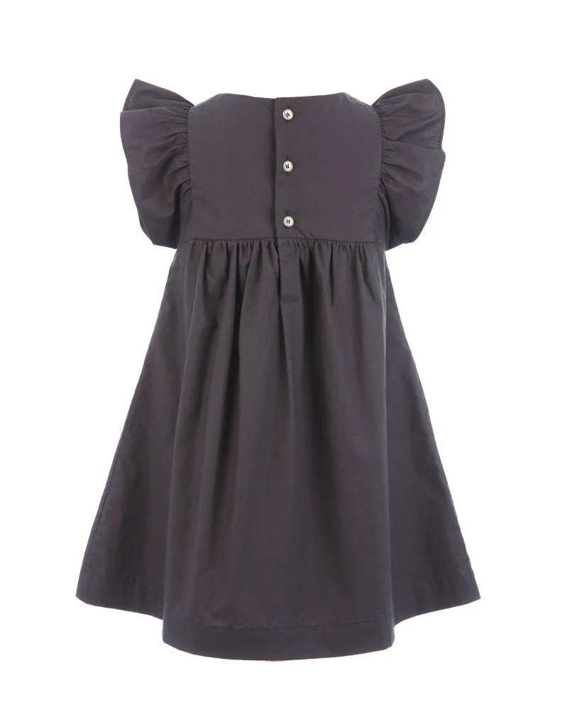 Embroidered Trapeze Dress Charcoal