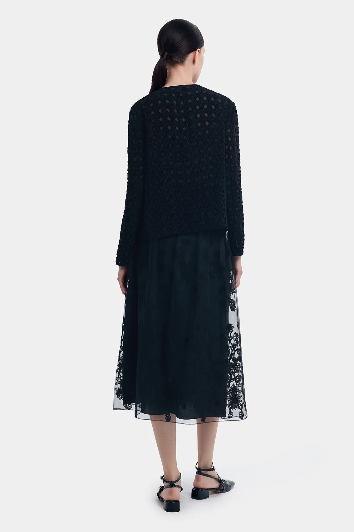 EMBROIDERY FLORAL POLYESTER SKIRT
