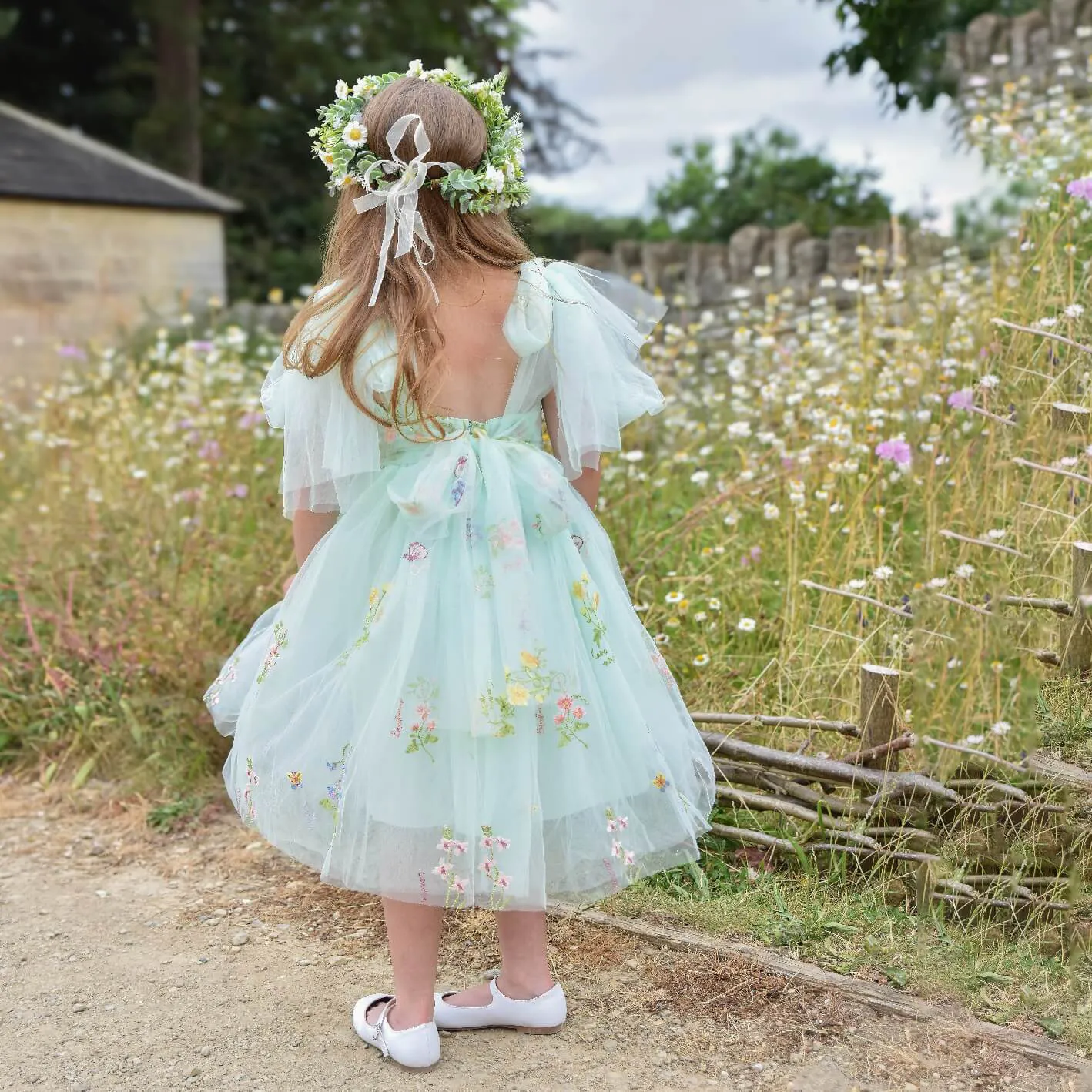 Enchanted Angel Dress - Embroidered Mint