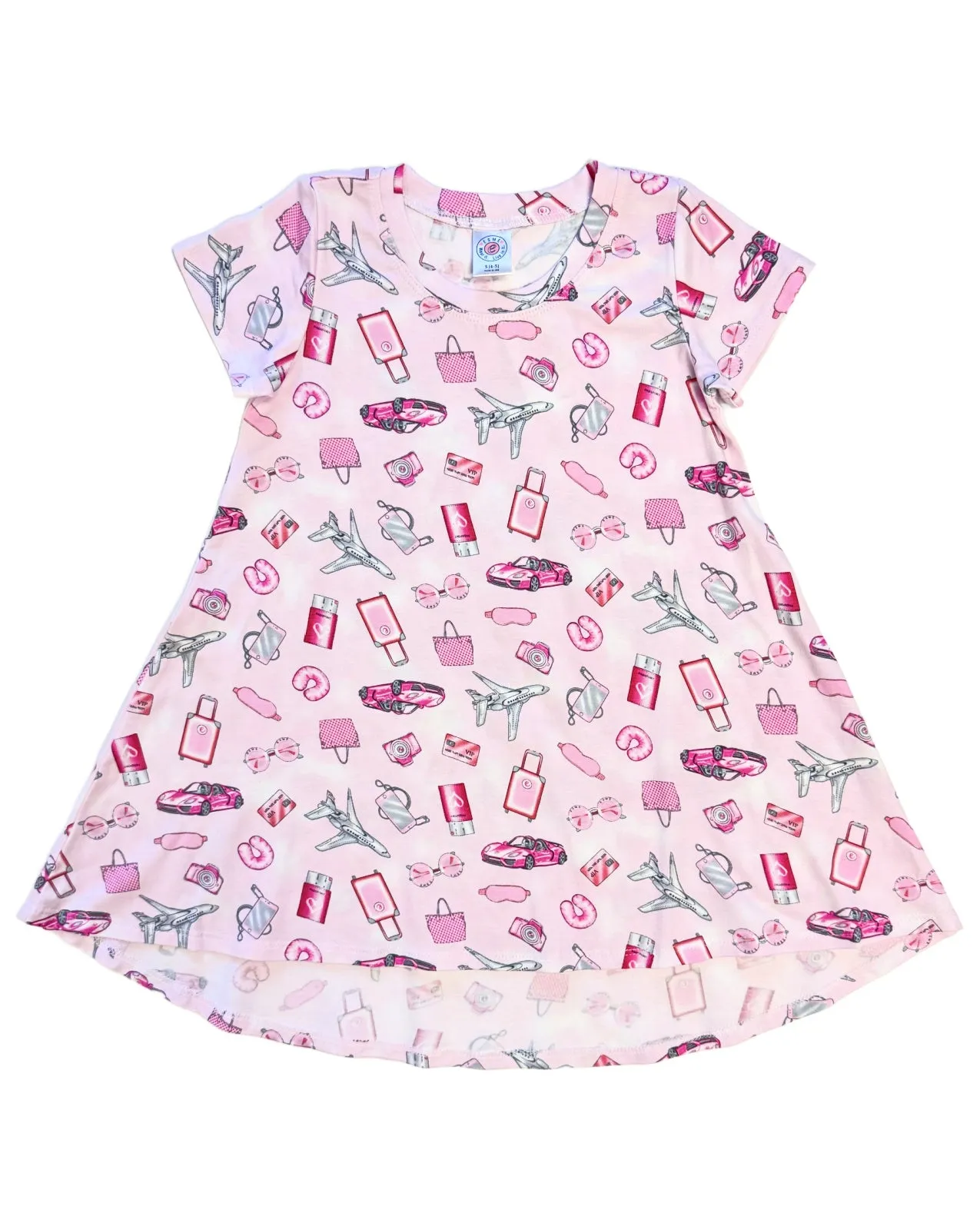 esme- Pink Jetset Short Sleeve Hi-Low Dress