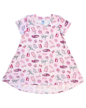 esme- Pink Jetset Short Sleeve Hi-Low Dress