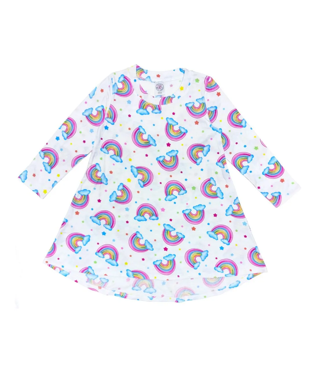 esme-  Rainbow & Stars Long Sleeve Hi-Low Dress
