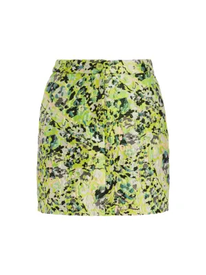 Essentiel Antwerp Generic Jacquard Mini Skirt in Black / Green / Lime green